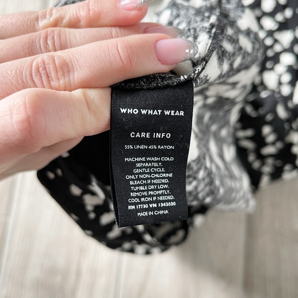 [WhoWhatWear] Puff Sleeve Splatter Print Dress - Picture 9 of 9